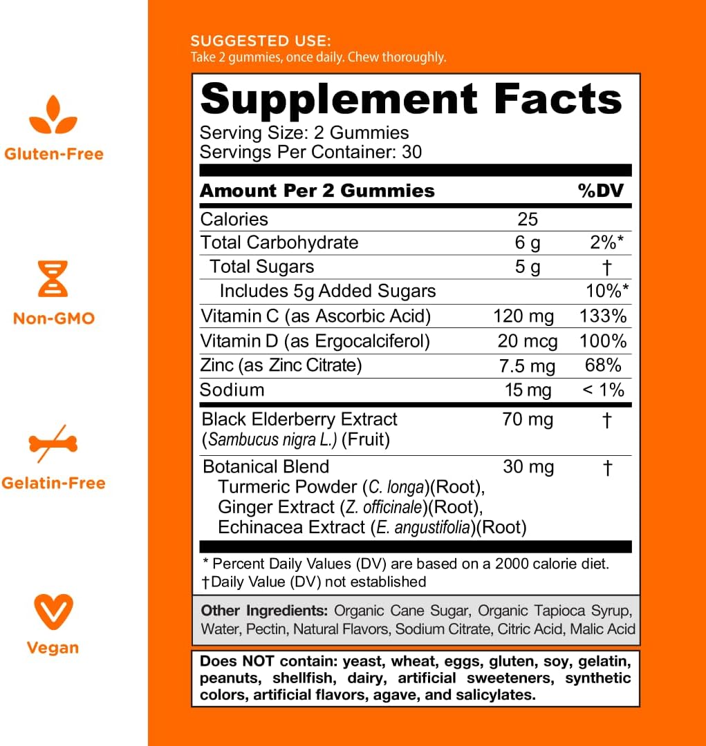 180 Count Goli Immune Vitamin Gummies with Elderberry, Vitamin C, D & Zinc - Vegan, Non-GMO, Gluten-Free - Pack of 3