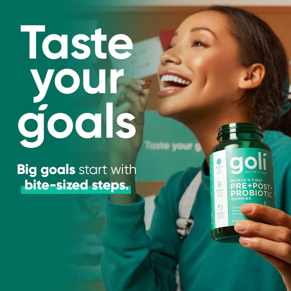 180 Count Goli Nutritional Supplement Gummies with Pre, Post, and Probiotics - Gluten-Free, Vegan, Non-GMO, Gelatin-Free - 3-in-1 Formula