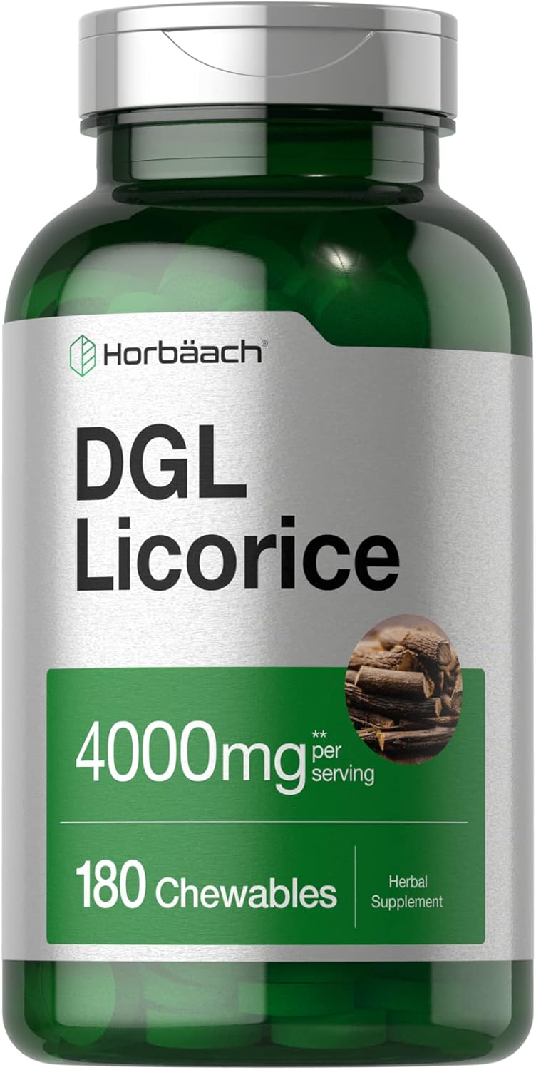 180 Count Horbäach DGL Licorice Chewable Tablets - 4000mg - Vegetarian & Non-GMO