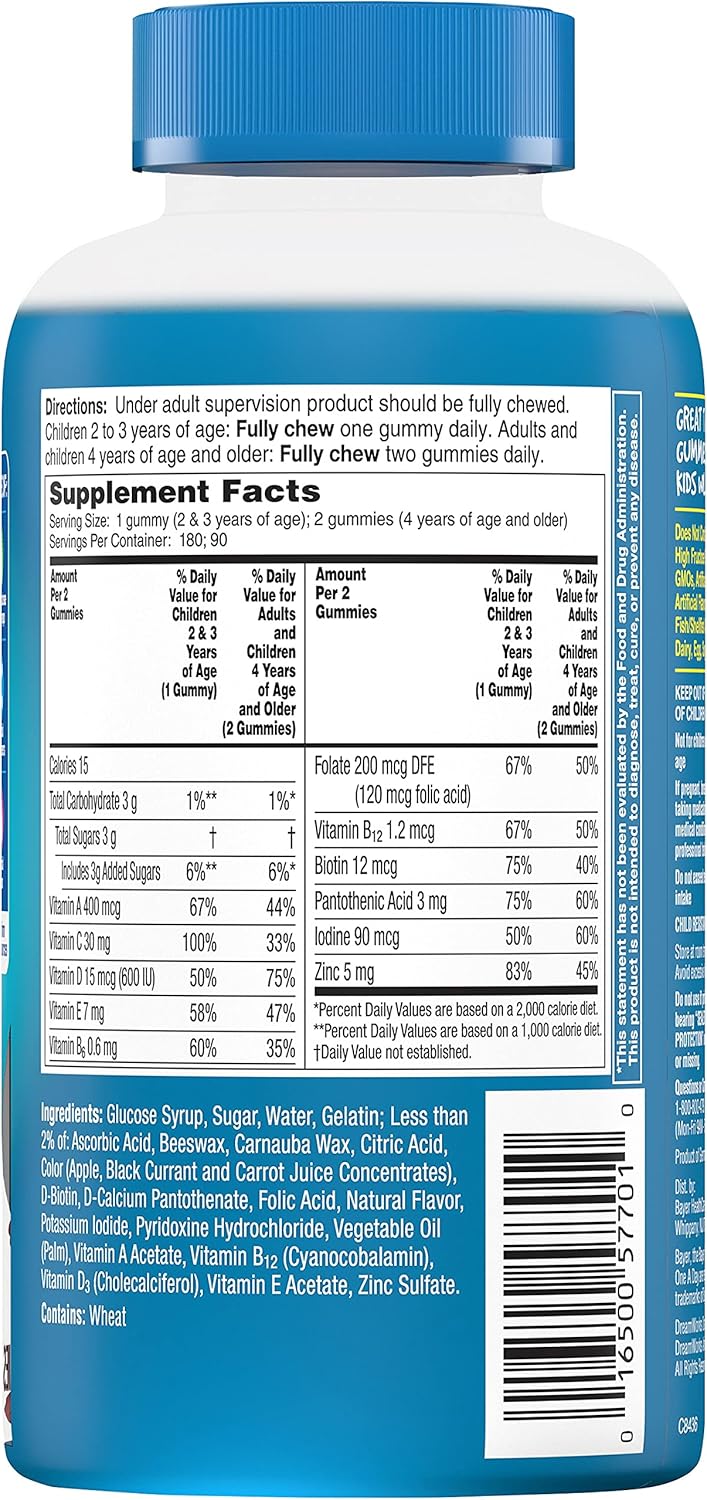 180 Count How to Train Your Dragon Multivitamin Gummy for Kids with Vitamin A, C, D, E, Zinc - Immune Health Support Supplement