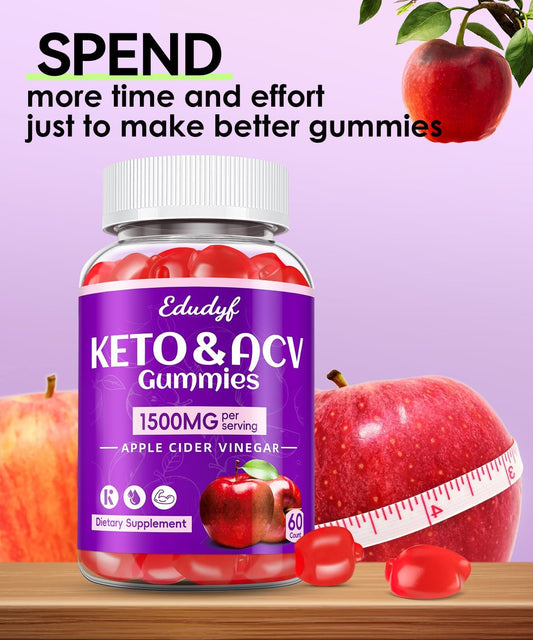 180 Count Juebingy Keto Apple Cider Vinegar Gummies with B12 B6, Pomegranate & Beet Juice - Vegan & Gluten-Free Supplement for Men & Women