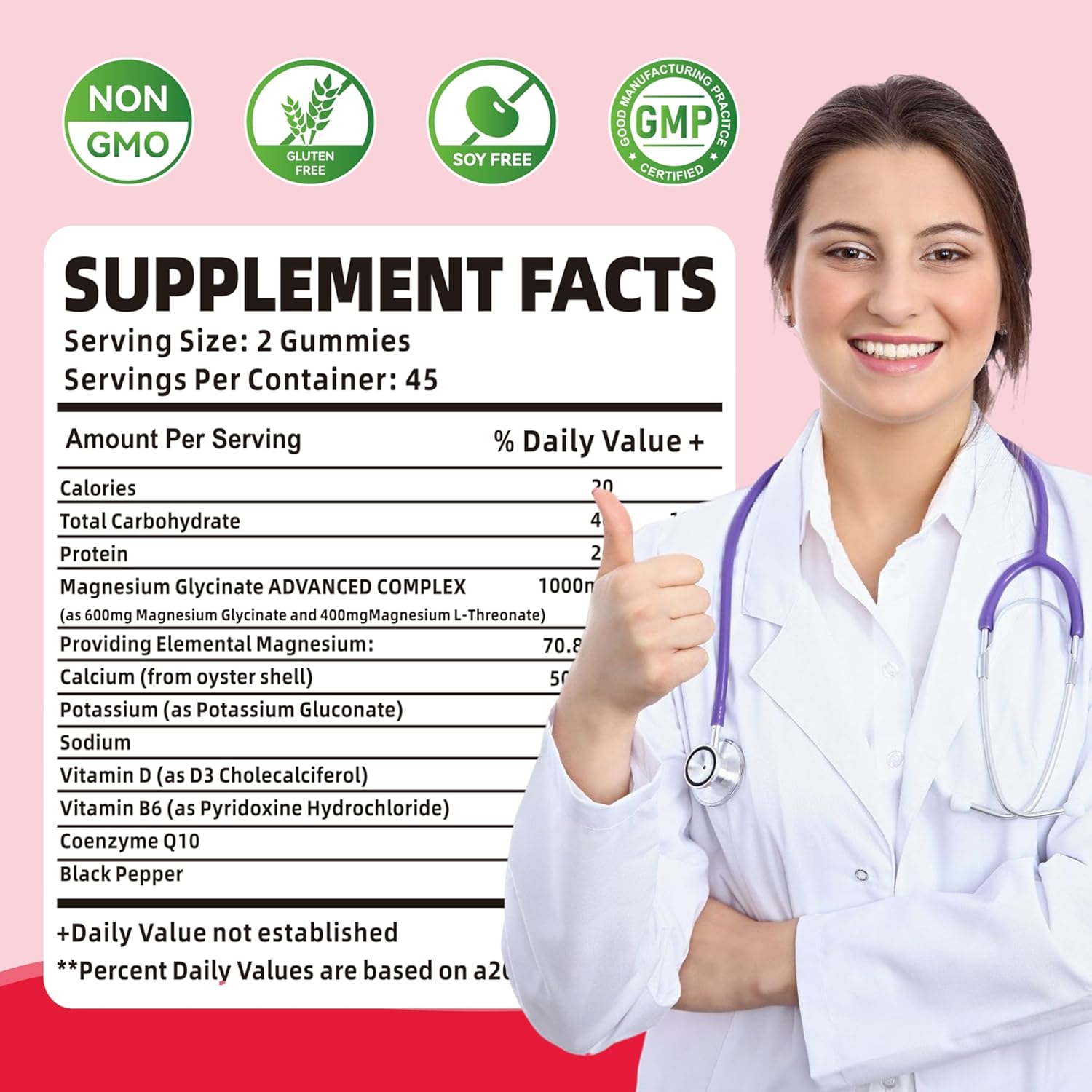 180 Count Novomins Magnesium Glycinate Gummies - 1000mg Sugar-Free Supplement with Potassium, Vitamin D, B6, CoQ10 for Calm Mood & Sleep Support - Raspberry Flavor