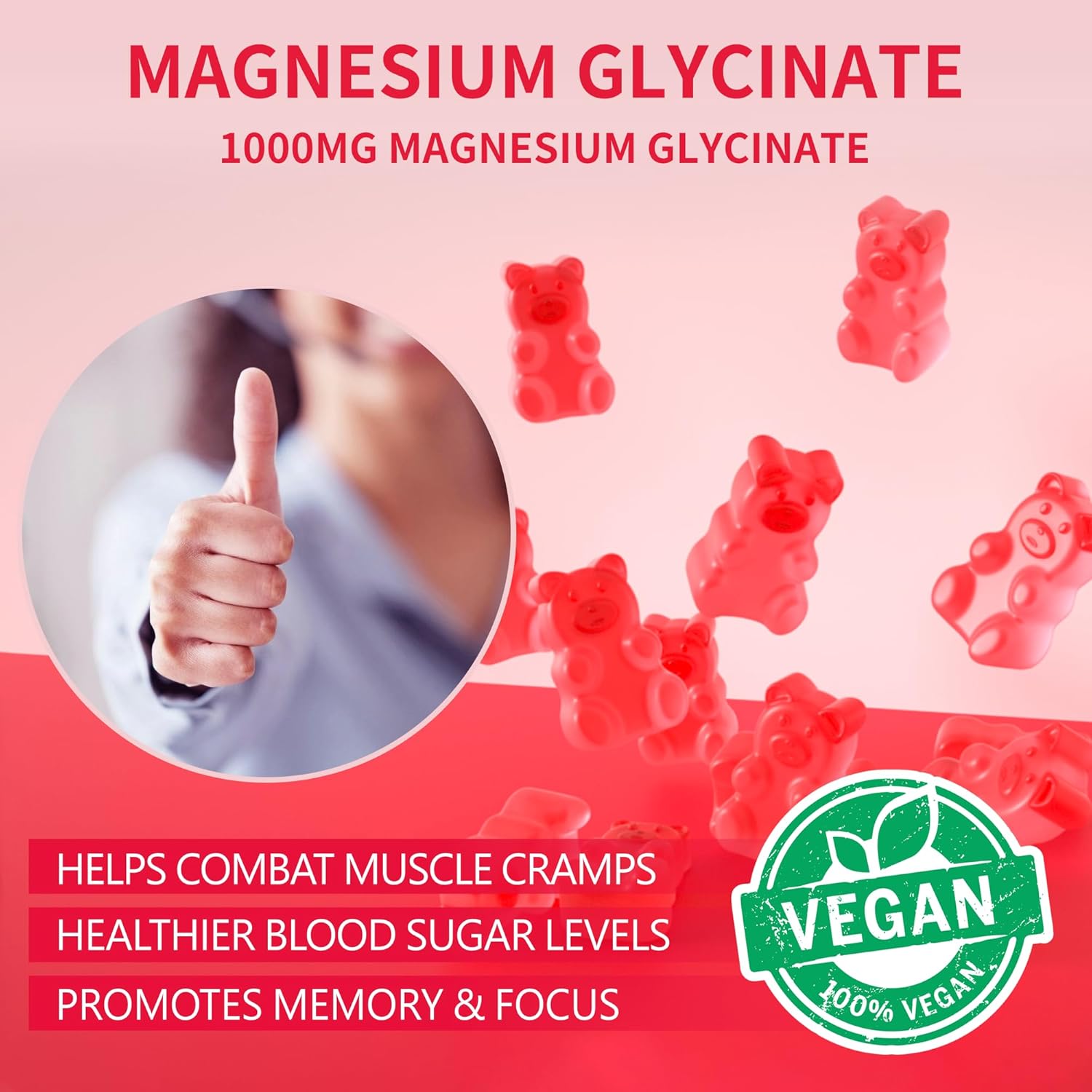 180 Count Novomins Magnesium Glycinate Gummies - 1000mg Sugar-Free Supplement with Potassium, Vitamin D, B6, CoQ10 for Calm Mood & Sleep Support - Raspberry Flavor