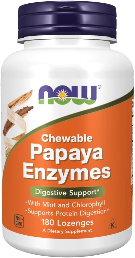 180 Count NOW FOODS Papaya Enzyme Chewable Tablets for Digestive Support - BoostGo Australia