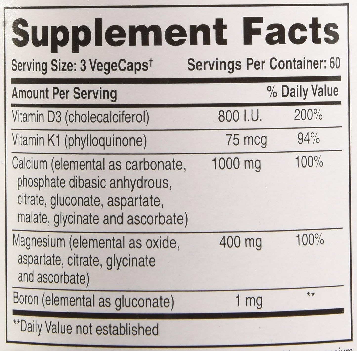 180 Count Phyto-Therapy Vegetarian Calcium and Magnesium Capsules for Bone Health