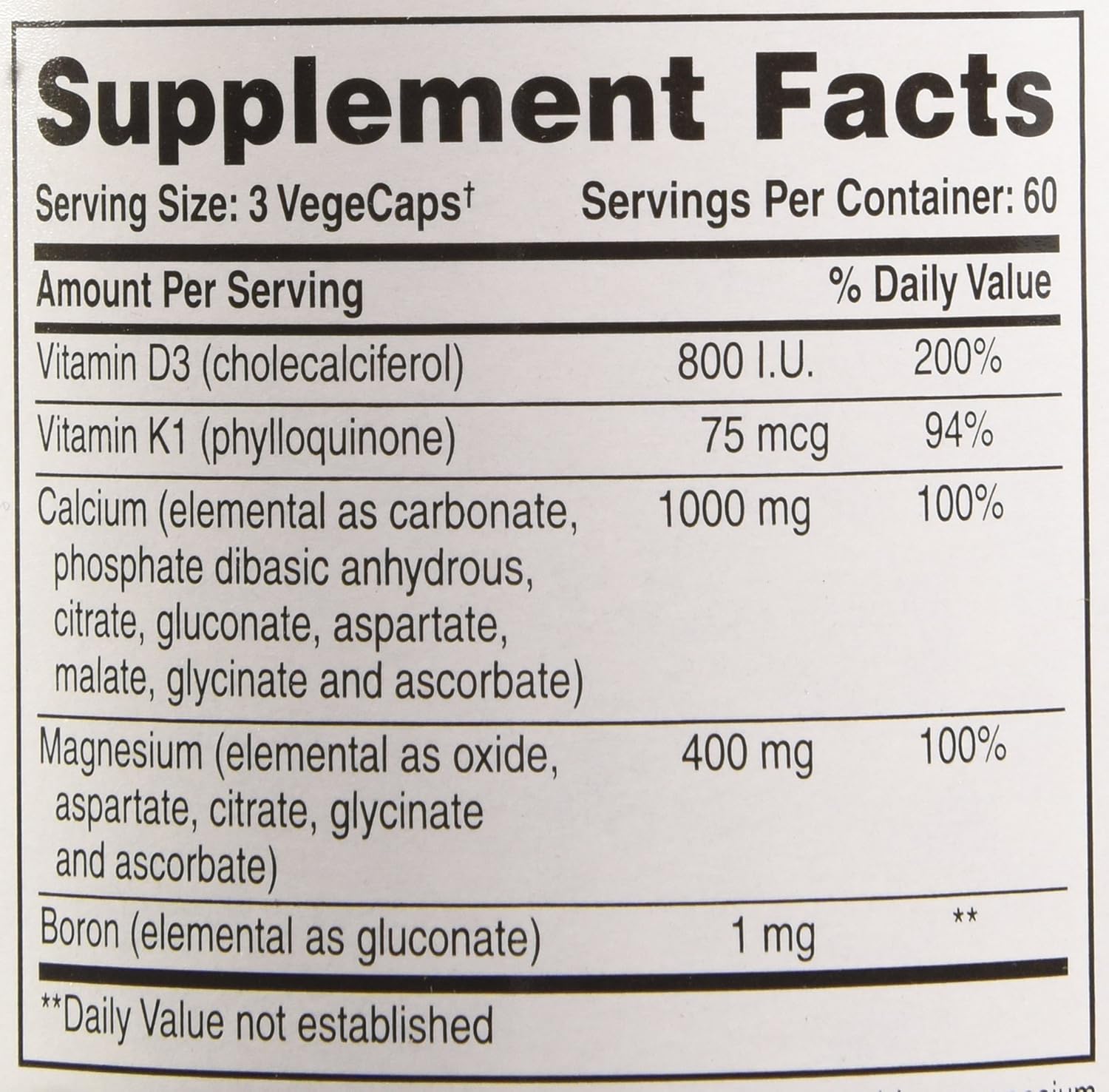 180 Count Phyto-Therapy Vegetarian Calcium and Magnesium Capsules for Bone Health