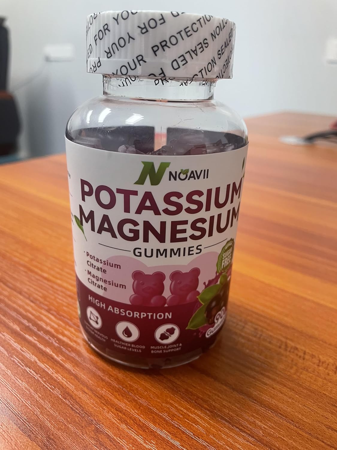 180 Count Pineapple and Elderberry Flavored Potassium Magnesium Gummies by NOAVII