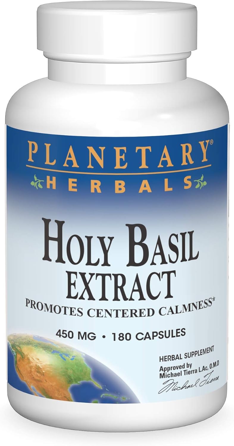 180 Count Planetary Herbals Holy Basil Extract Capsules for Centered Calmness