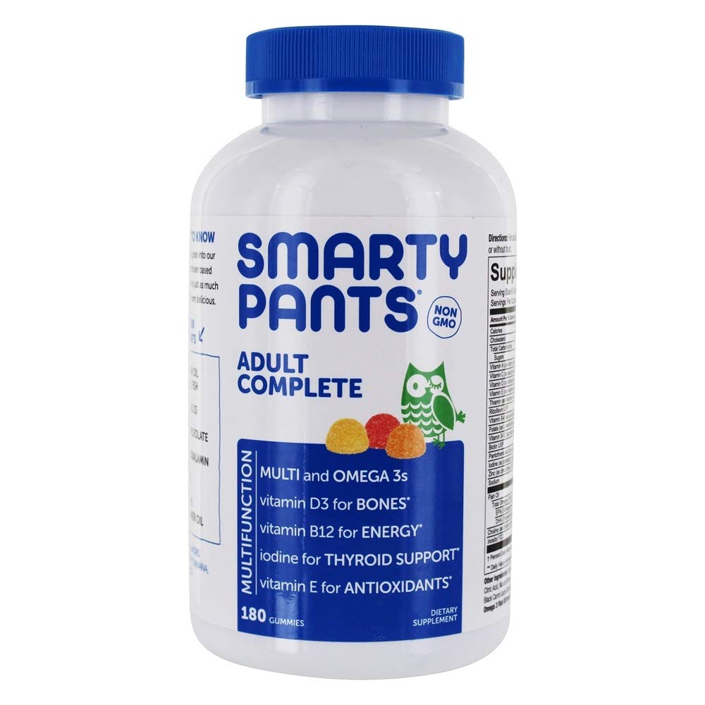 180 Count SmartyPants Adult Complete Daily Gummy Vitamins: Gluten-Free Multivitamin with Omega-3 DHA/EPA Fish Oil, Methyl B12, Vitamin D3 - Non-GMO - 30 Day Supply