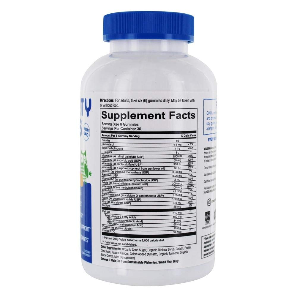180 Count SmartyPants Adult Complete Daily Gummy Vitamins: Gluten-Free Multivitamin with Omega-3 DHA/EPA Fish Oil, Methyl B12, Vitamin D3 - Non-GMO - 30 Day Supply
