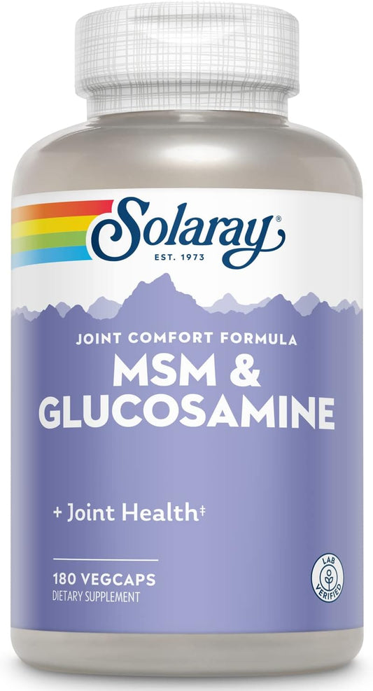 180 Count Solaray MSM and Glucosamine Capsules for Joint Health and Mobility