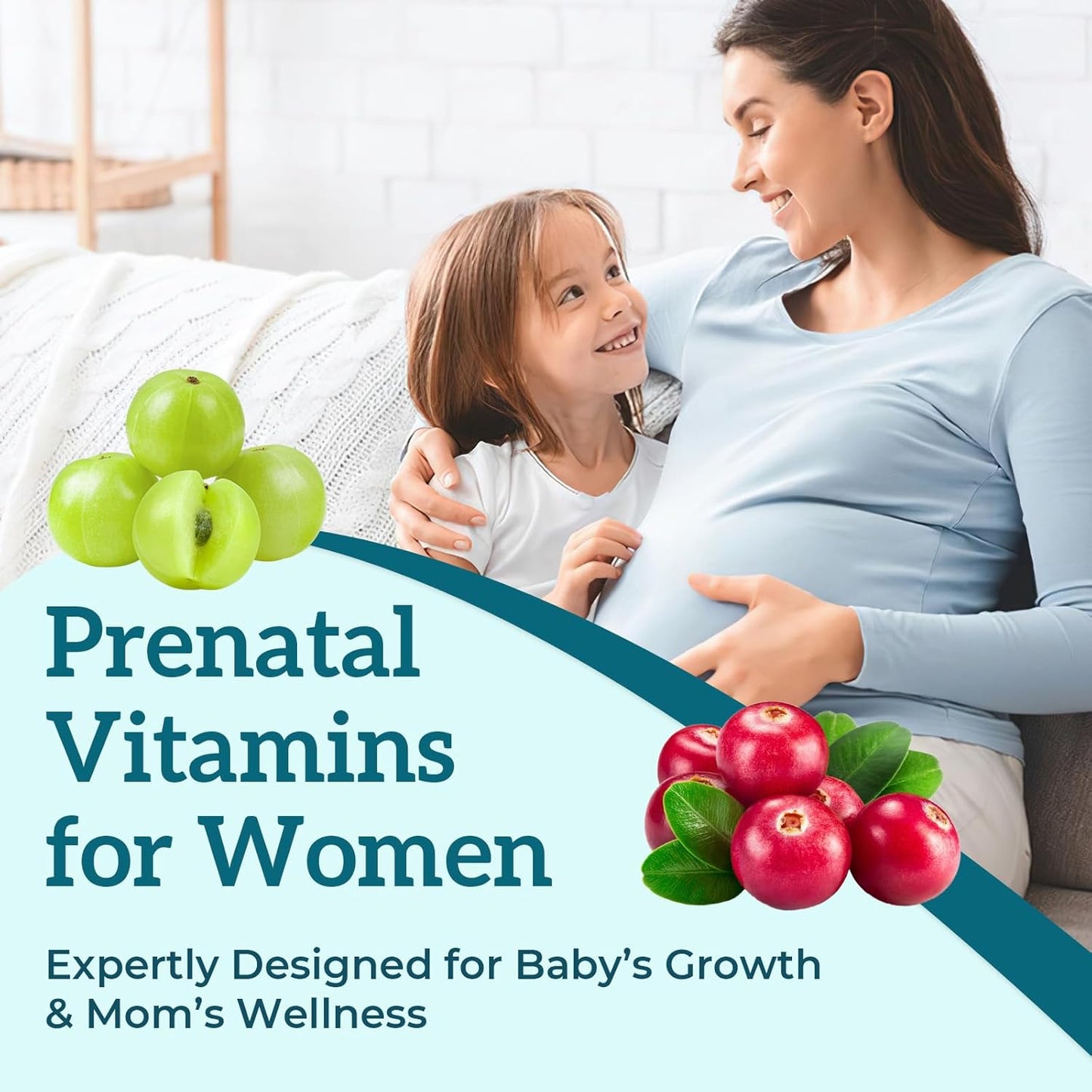 180 Count Sugar-Free Prenatal Gummies with Folate, DHA, & Probiotics - Iron-Free for Immune & Digestive Support - 90 Gummies x 2 Bottles