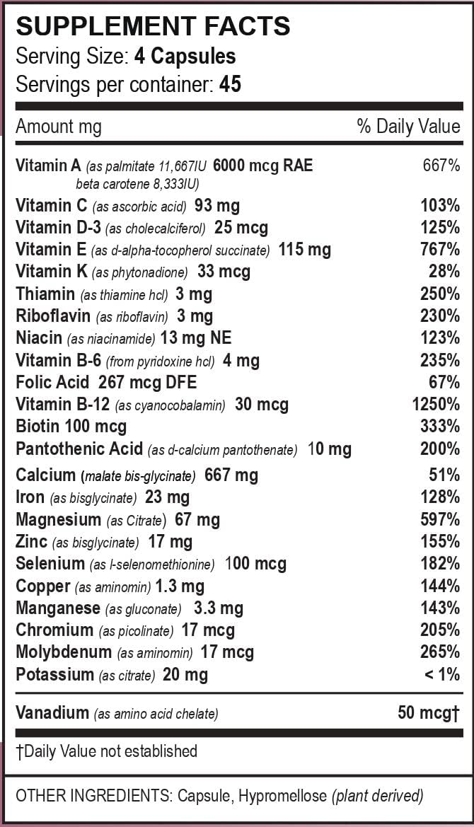 180 Count Vita4Life Bariatric Multivitamins with Multi-Standard Formula for Optimal Health