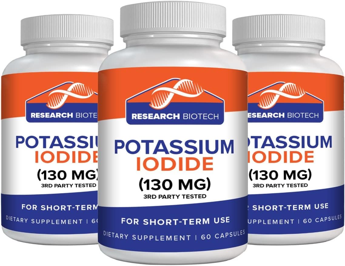 180 Count Wuiil Max-Bio Potassium Iodide Capsules 130mg - Thyroid Support Dietary Supplement