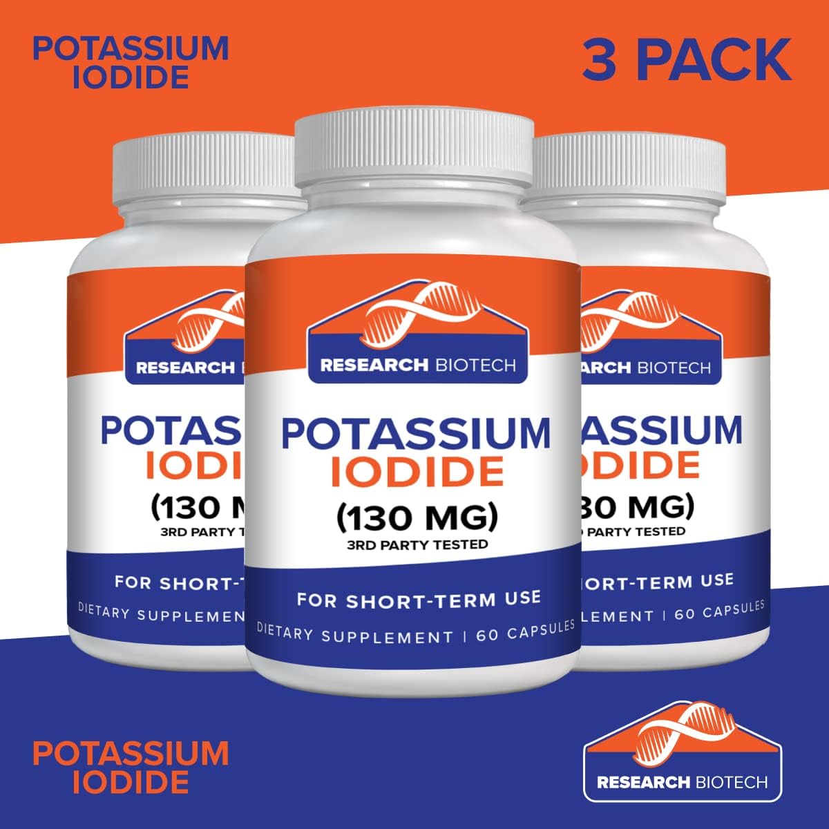 180 Count Wuiil Max-Bio Potassium Iodide Capsules 130mg - Thyroid Support Dietary Supplement