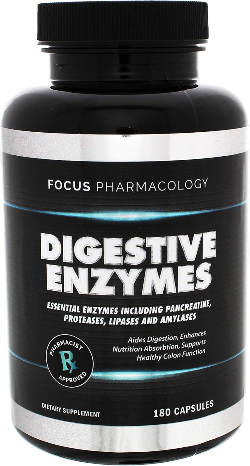 180 Ct Digestive Enzymes & Probiotics Blend with Protease, Lipase, Lactase, Galactosidase, Acidophilus, Casei, Plantarum.