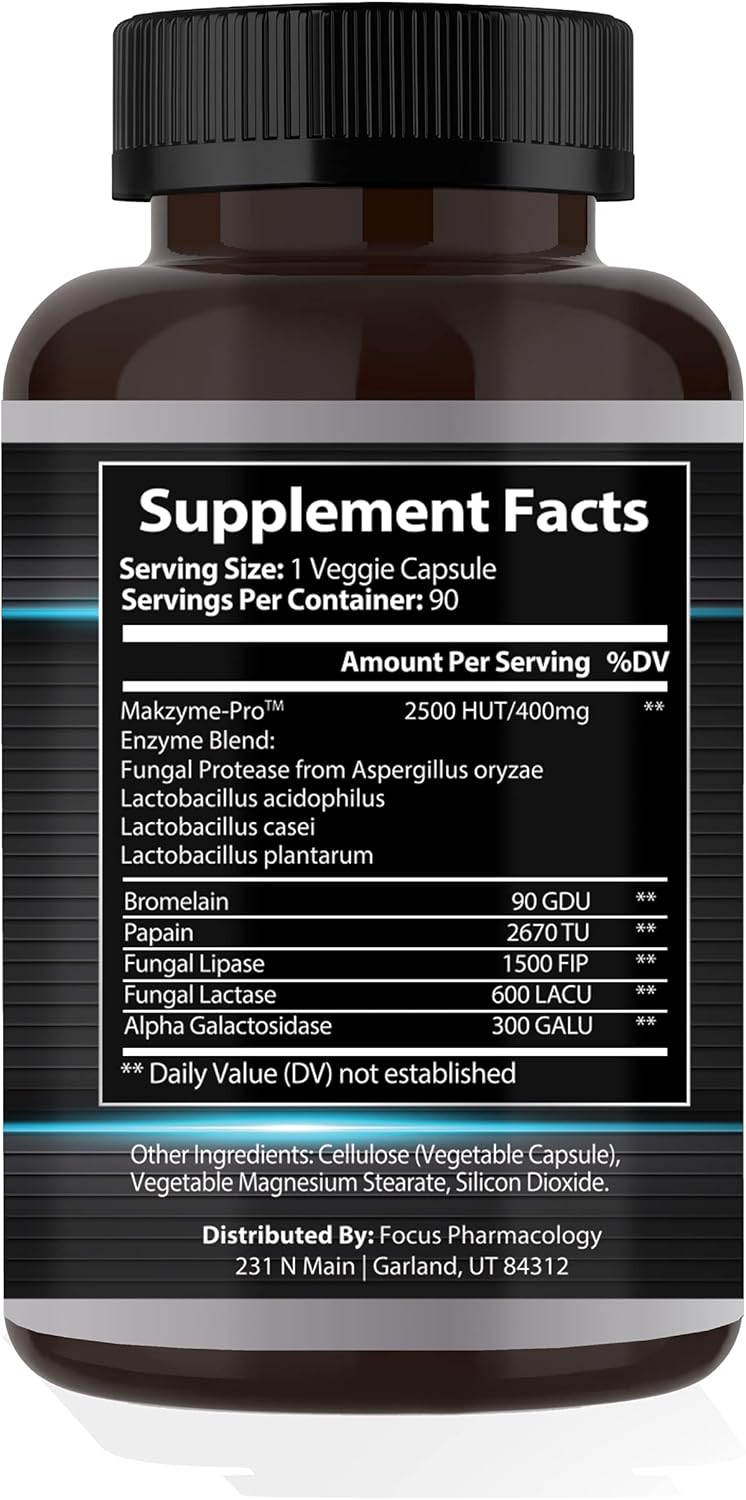 180 Ct Digestive Enzymes & Probiotics Blend with Protease, Lipase, Lactase, Galactosidase, Acidophilus, Casei, Plantarum.