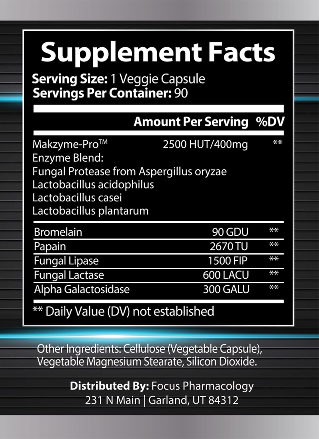 180 Ct Digestive Enzymes & Probiotics Blend with Protease, Lipase, Lactase, Galactosidase, Acidophilus, Casei, Plantarum.