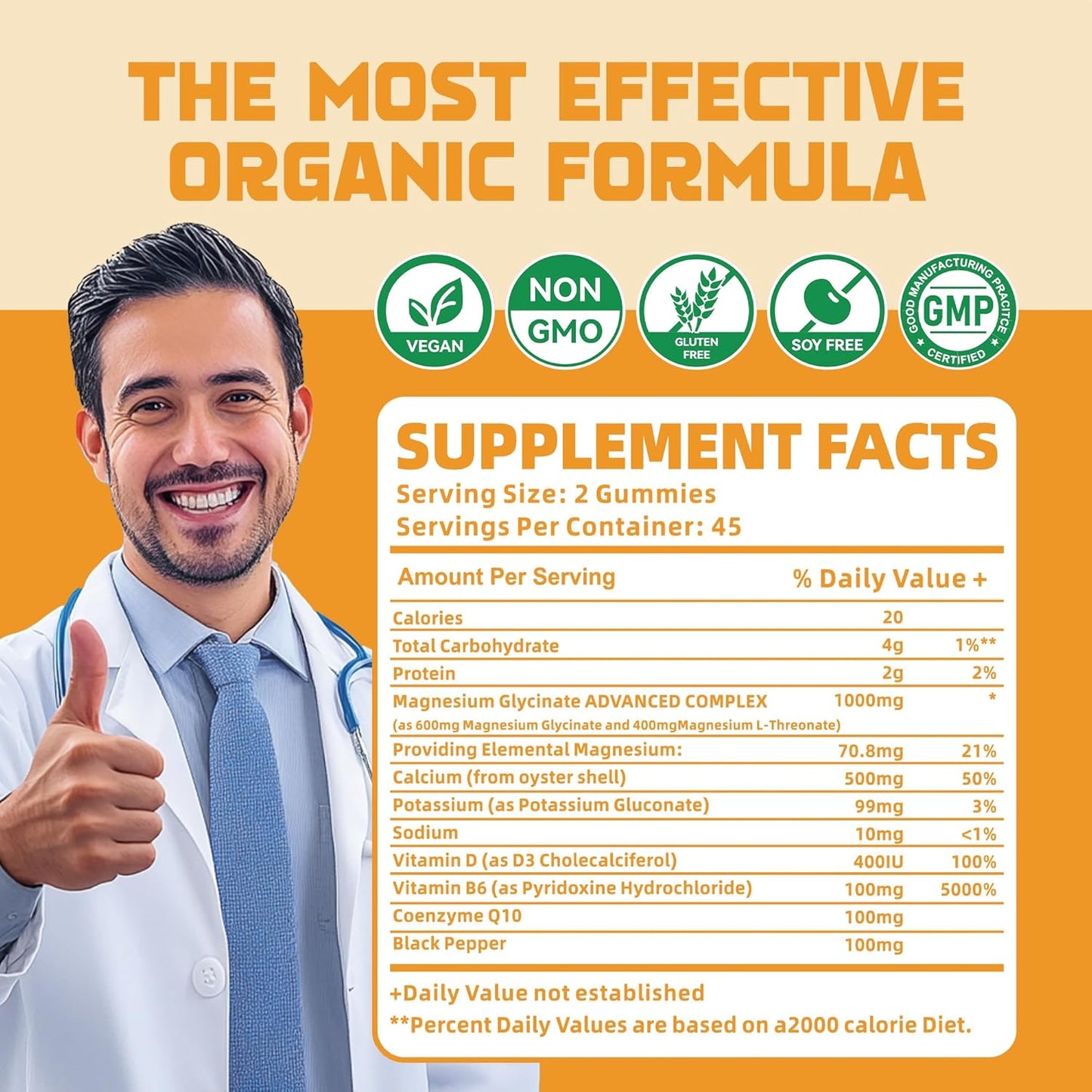 180 CT Novomins Magnesium Glycinate Gummies 1000mg - Sugar Free Supplement with Vitamin D, B6, CoQ10 for Calm Mood & Sleep Support - Orange Gummies