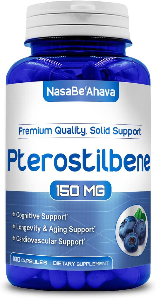 180 Day Supply of NasaBeahava Extra Strength Pterostilbene Capsules for Heart, Immune, and Brain Support