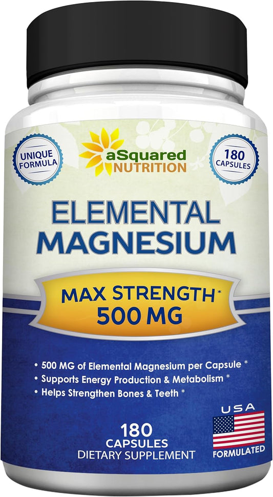 180 High Absorption Magnesium Citrate & Oxide Capsules - 500mg, USA Formulated & Third-Party Tested - 180 Day Supply