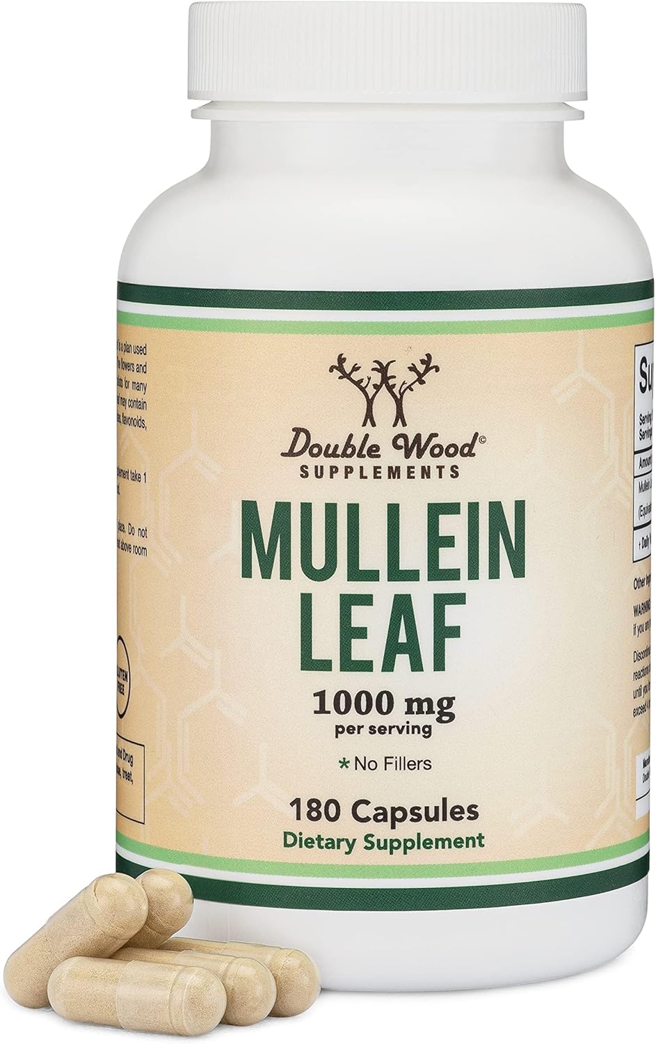 180 Mullein Leaf Capsules - 10,000mg Strength (10:1 Extract) - Lung & Respiratory Health - Vegan-Friendly - No Fillers - Double Wood