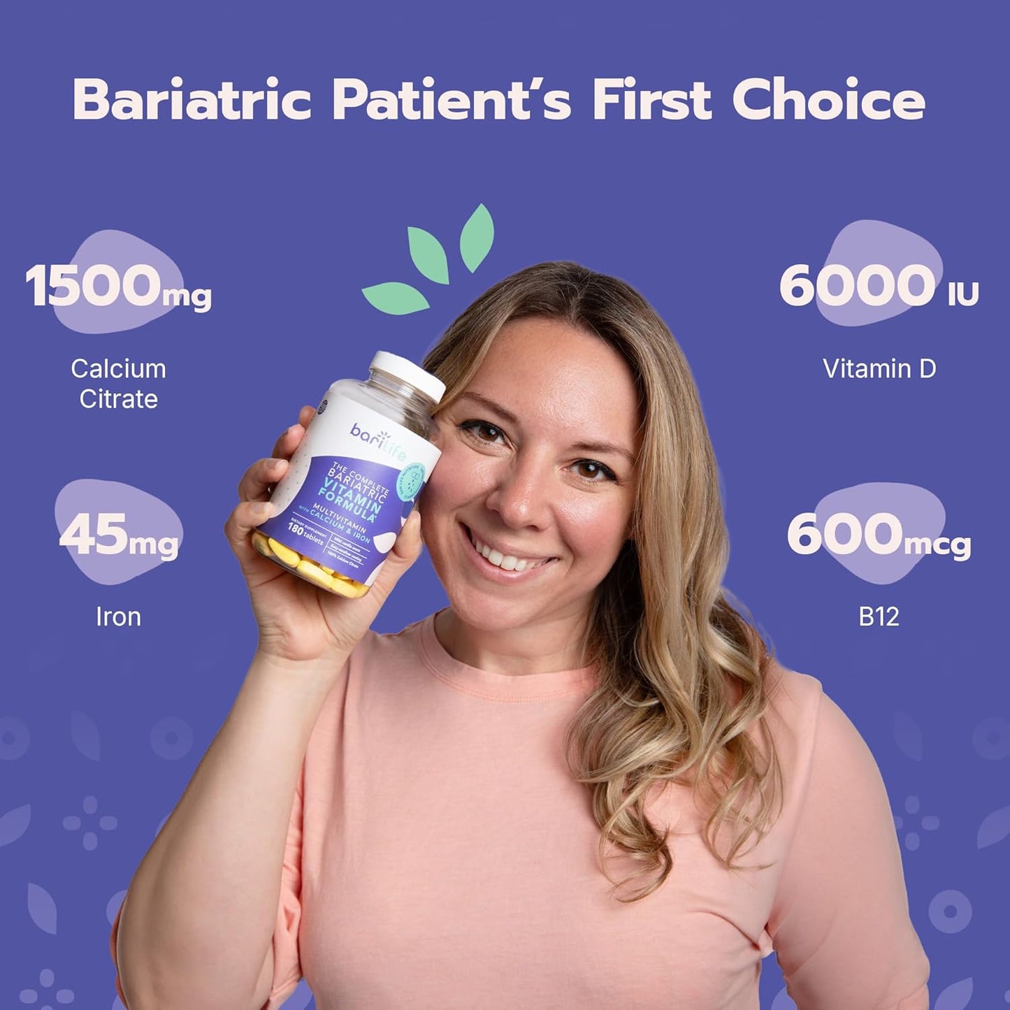 180 Non-Chewable Bariatric Multivitamin Tablets with Calcium Citrate and Iron - Bari Life Complete