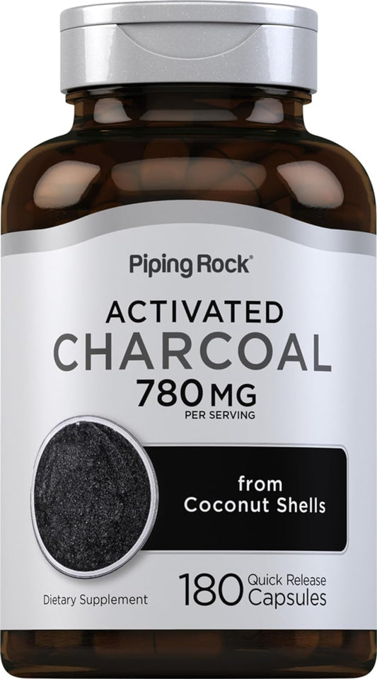 180 Non-GMO Activated Charcoal Pills 780mg from Coconut Shells - Gluten Free Supplement