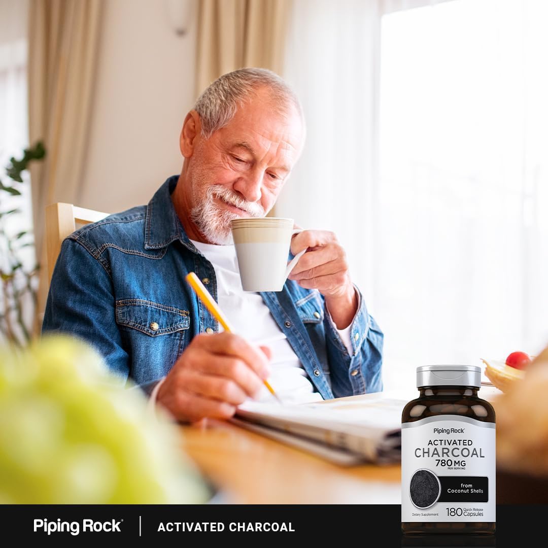180 Non-GMO Activated Charcoal Pills 780mg from Coconut Shells - Gluten Free Supplement