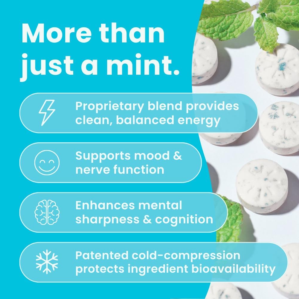 180 Piece NeuroGum Energy Caffeine Mints with L-theanine, Natural Caffeine, Vitamin B12 & B6 - Nootropic Energy & Focus Supplement, Sugar Free, Keto & Vegan - Peppermint Flavor for Women & Men