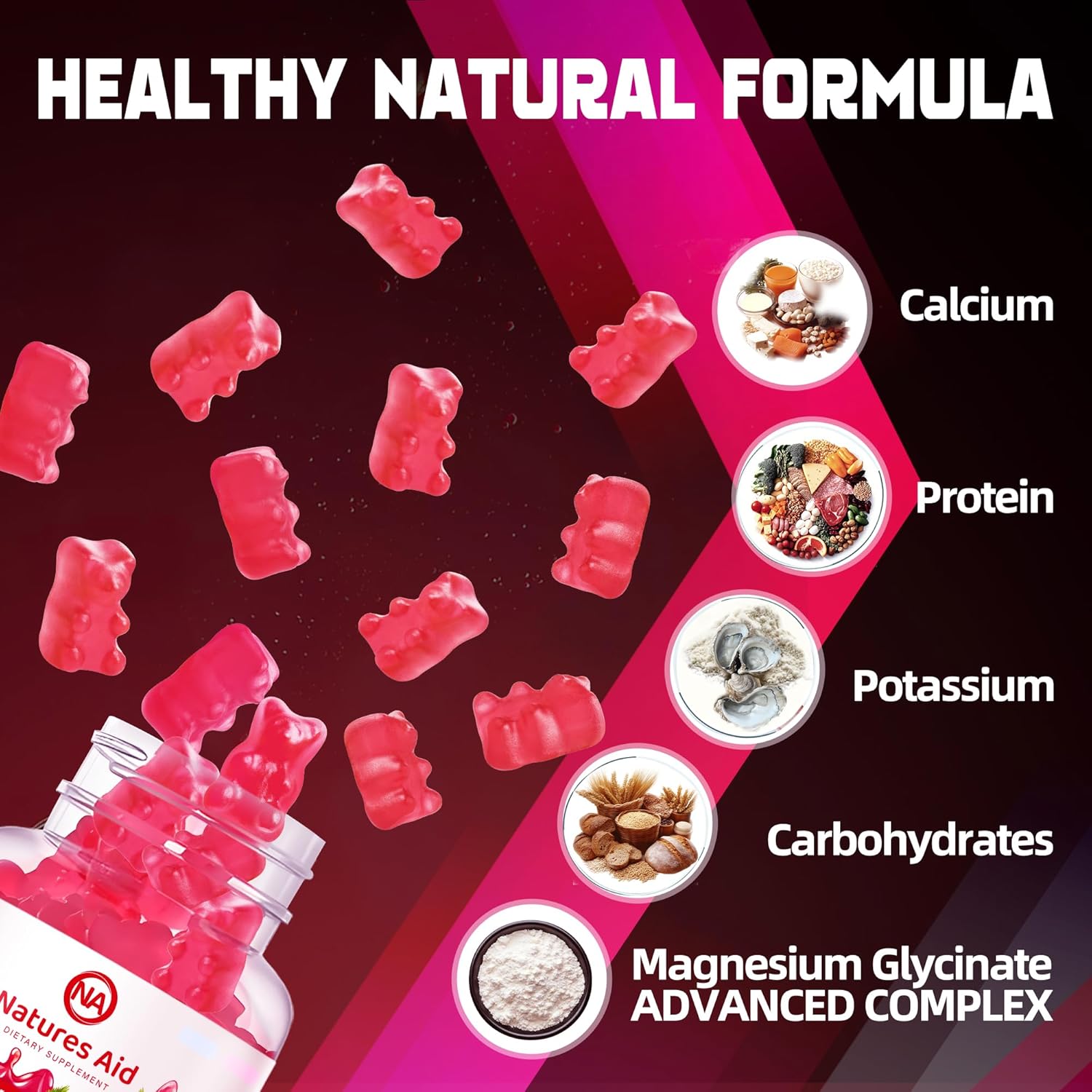 180 Raspberry Magnesium Glycinate Gummies - Sugar Free Supplement with Vitamin D, B6, CoQ10 for Calm Mood & Sleep Support.