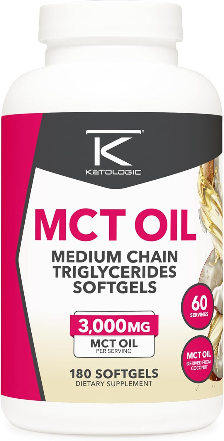 180 Softgel Ketologic MCT Oil - 60 Servings (3,000MG MCT Oil per Serving)