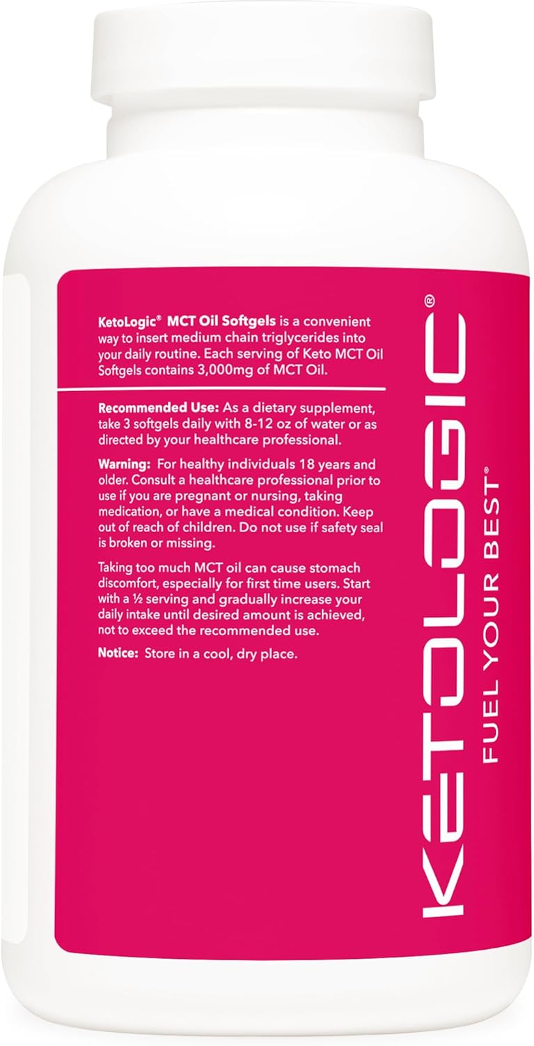 180 Softgel Ketologic MCT Oil - 60 Servings (3,000MG MCT Oil per Serving)