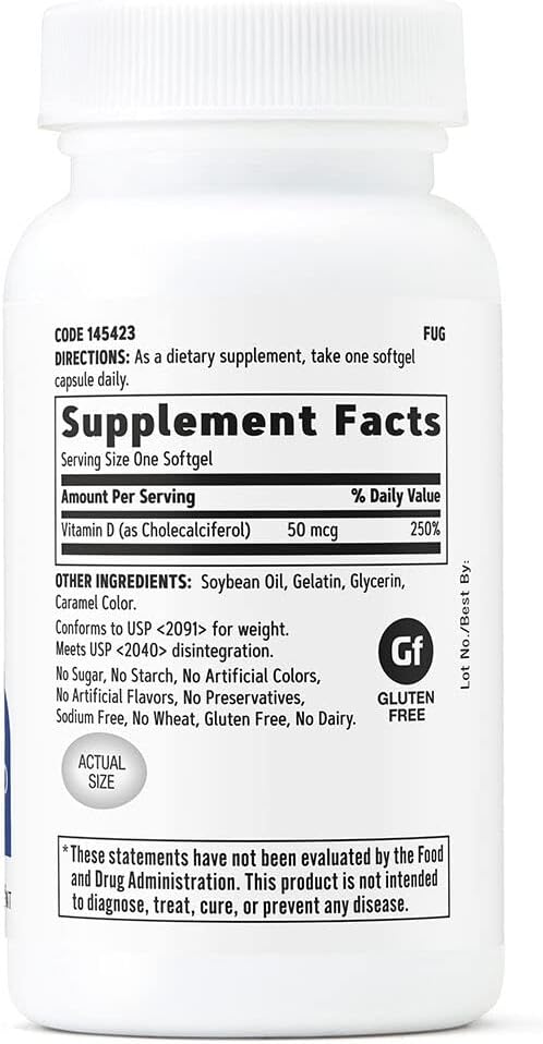 180 Softgels of GNC Vitamin D-3 with 50 mcg for Daily Health Support