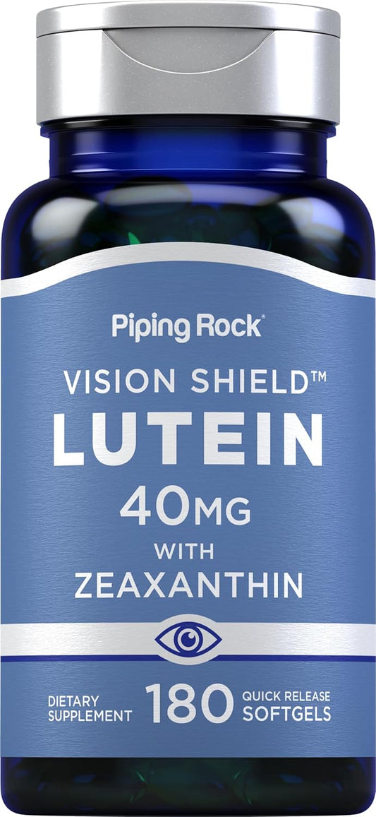180 Softgels Piping Rock Lutein & Zeaxanthin 40mg Eye Vision Vitamins - Non-GMO, Gluten Free