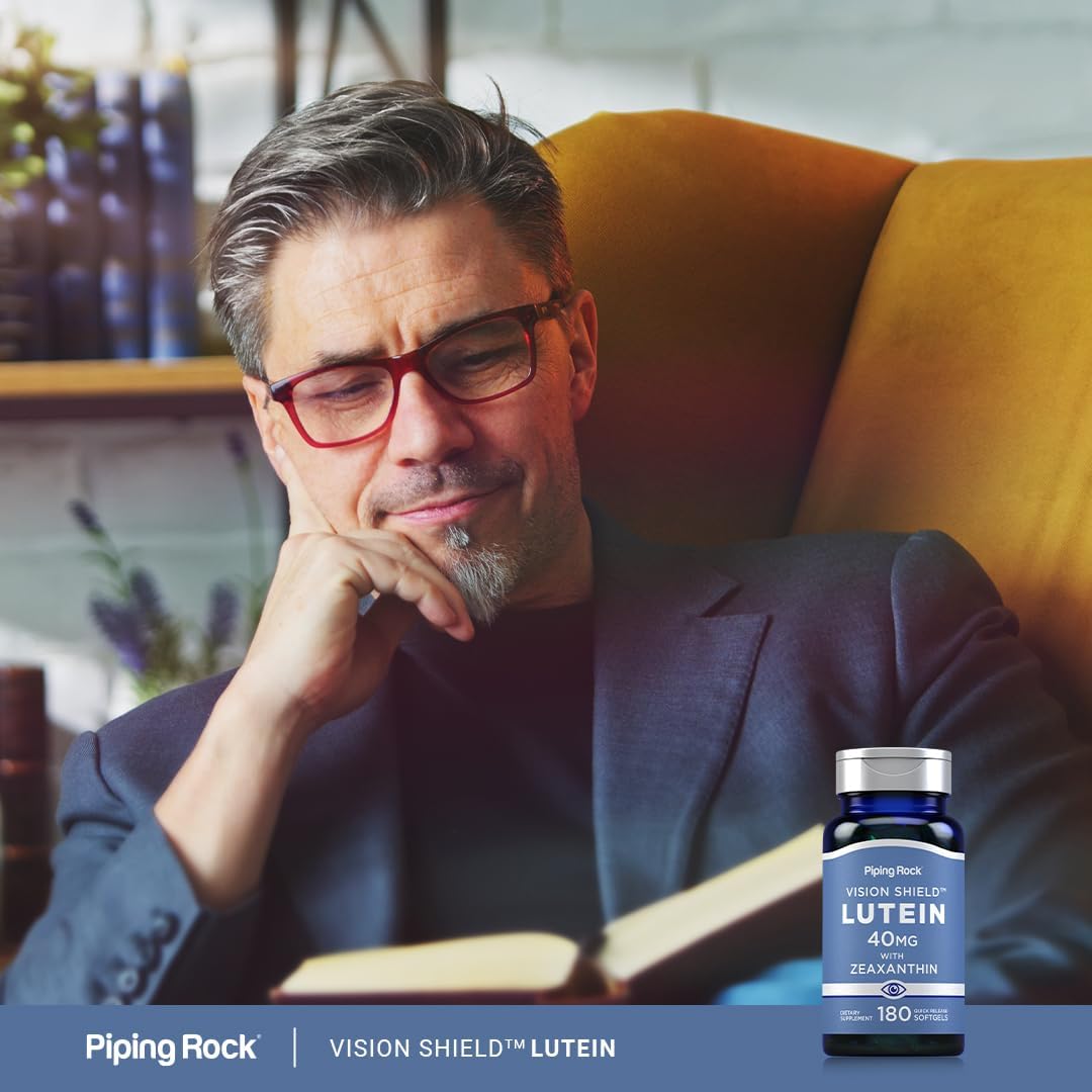 180 Softgels Piping Rock Lutein & Zeaxanthin 40mg Eye Vision Vitamins - Non-GMO, Gluten Free
