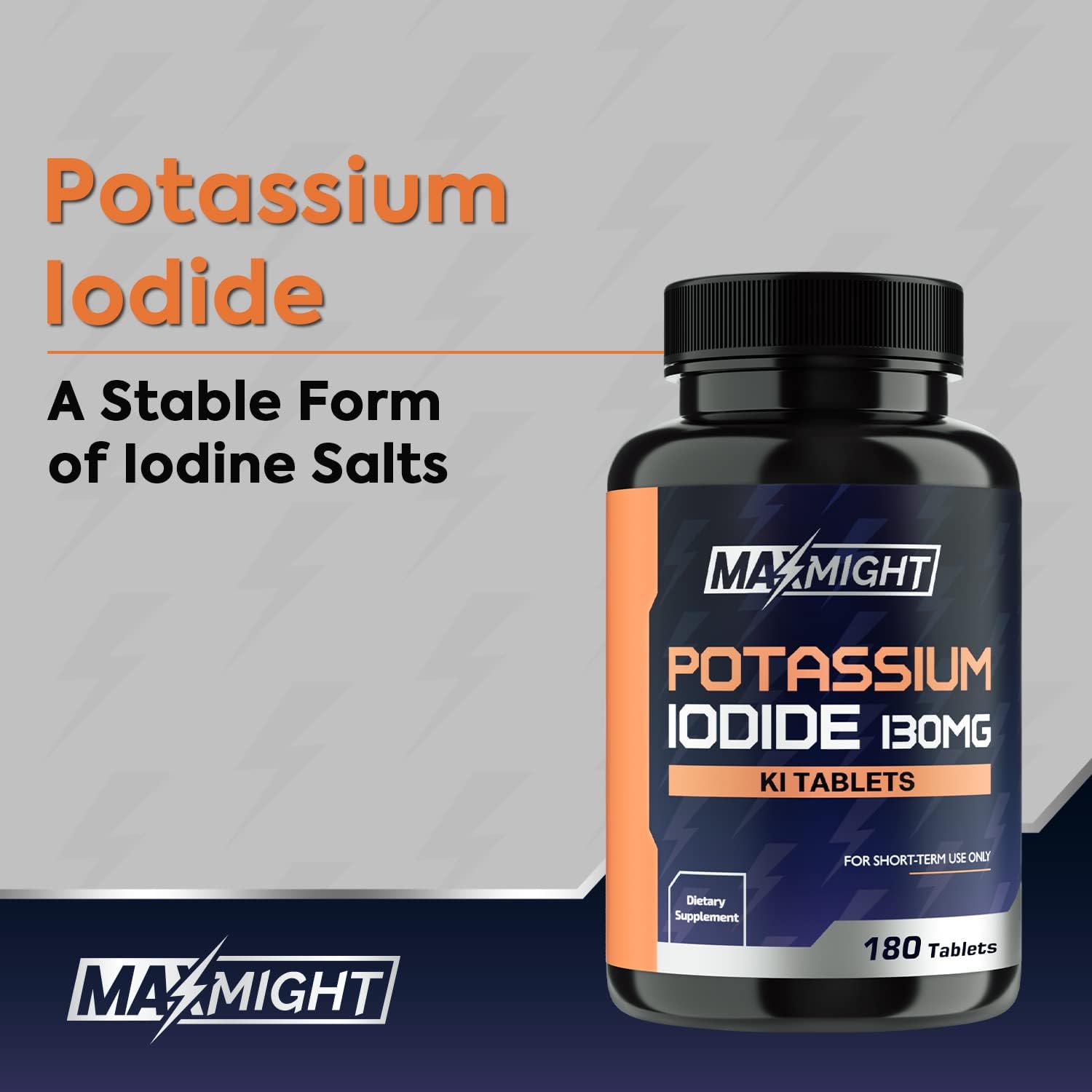 180 Tablets MaxMight Potassium Iodide 130mg Supplement - Non-GMO Pills for 6 Months, YODO Naciente, USA Made