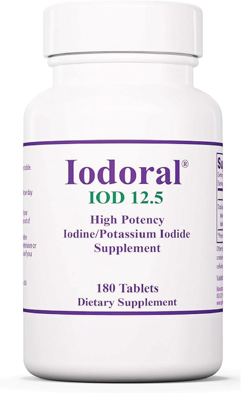 180 Tablets of Generic Iodine Supplements with 12.5 mg Potassium Iodide for Daily Nutritional Support and Wellness - 1 Pack