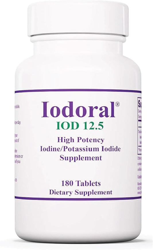 180 Tablets of Generic Iodine Supplements with 12.5 mg Potassium Iodide for Daily Nutritional Support and Wellness - 1 Pack