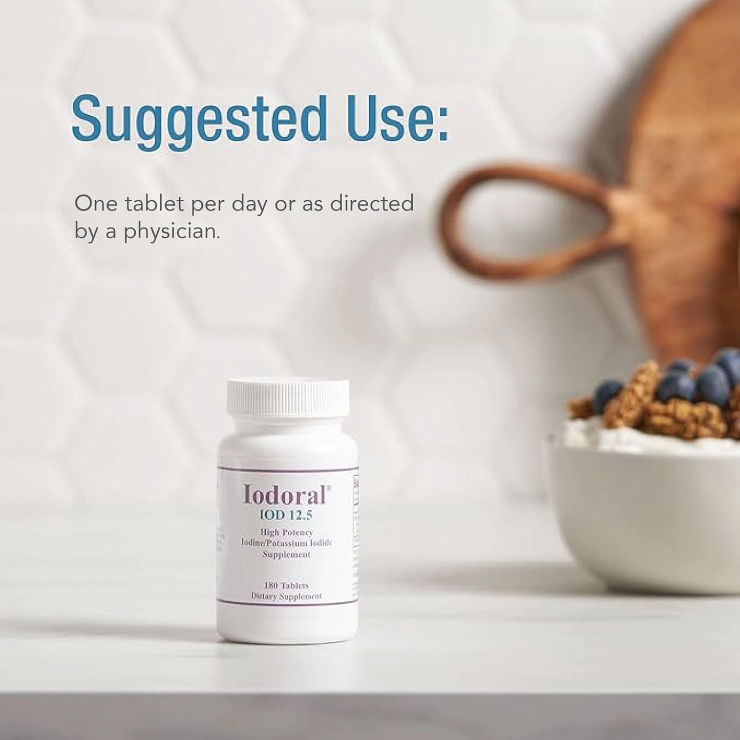 180 Tablets of Generic Iodine Supplements with 12.5 mg Potassium Iodide for Daily Nutritional Support and Wellness - 1 Pack