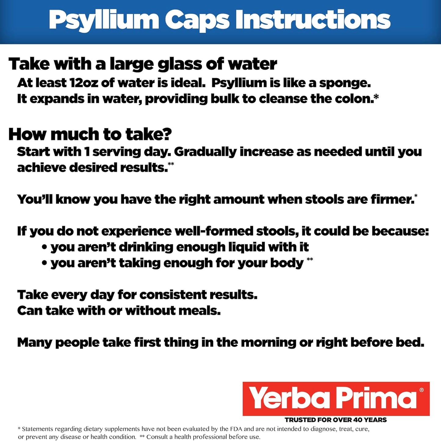 180 Veg Caps Yerba Prima Psyllium Husks Fiber Supplement