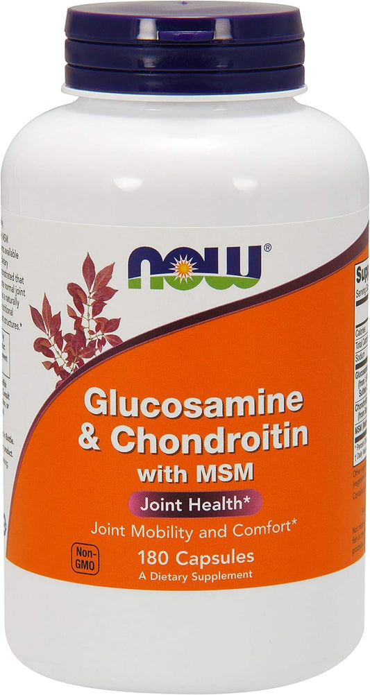 180 Veg Capsules NOW Foods Glucosamine, Chondroitin, MSM Supplement for Joint Health
