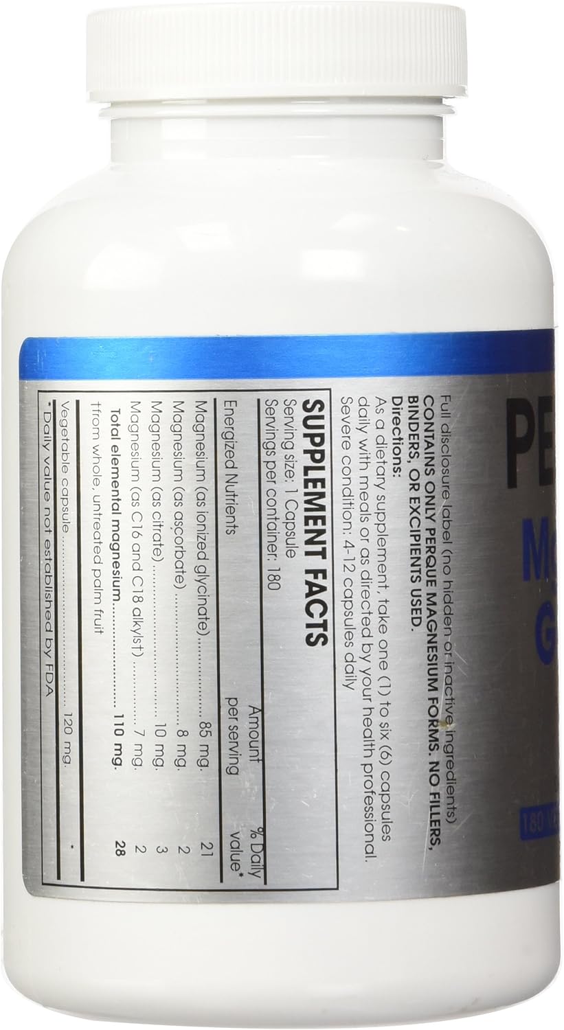 180 Vegetable Capsules of PERQUE Mg Plus Guard - High Absorption Magnesium Supplement