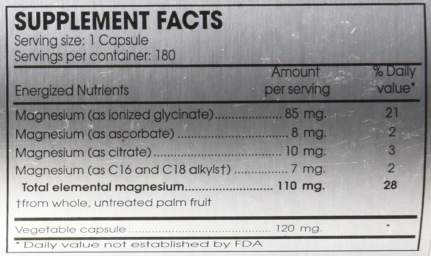 180 Vegetable Capsules of PERQUE Mg Plus Guard - High Absorption Magnesium Supplement