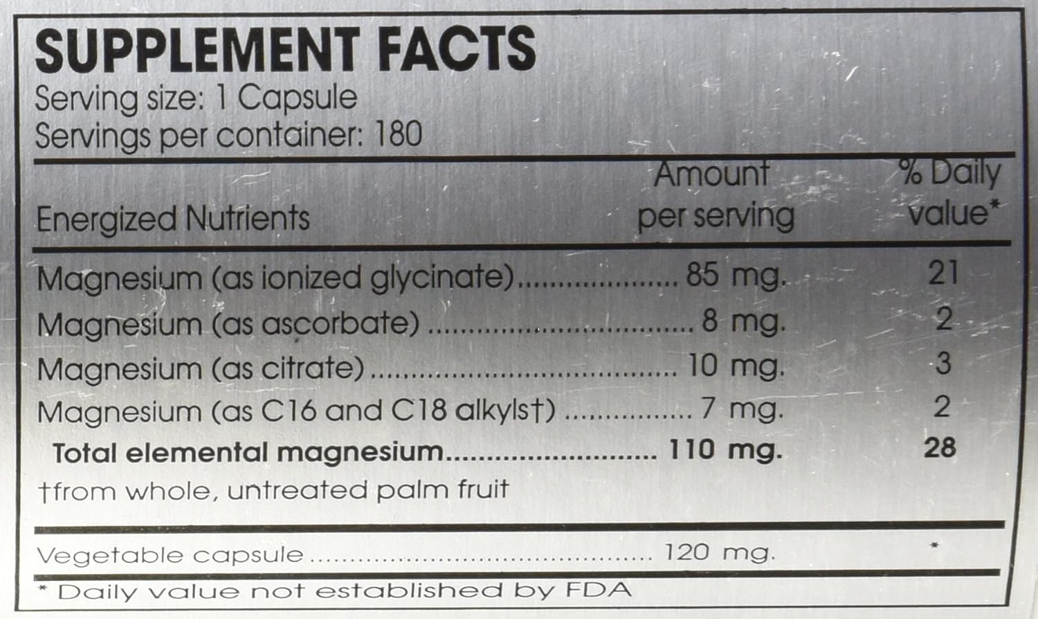 180 Vegetable Capsules of PERQUE Mg Plus Guard - High Absorption Magnesium Supplement