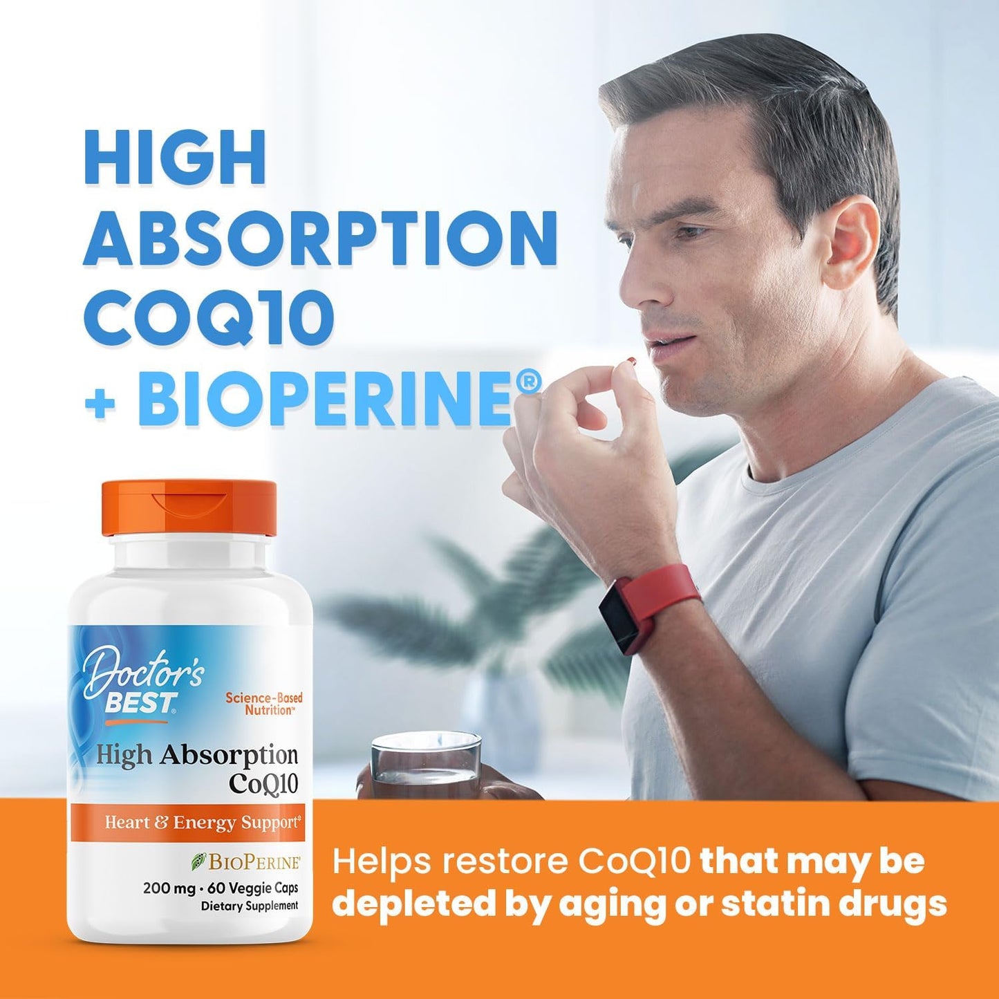 180 Veggie Caps of Doctor's Best High Absorption CoQ10 for Heart & Energy Support, USP Verified, Non-GMO, Gluten Free, Soy Free, Vegan Formula
