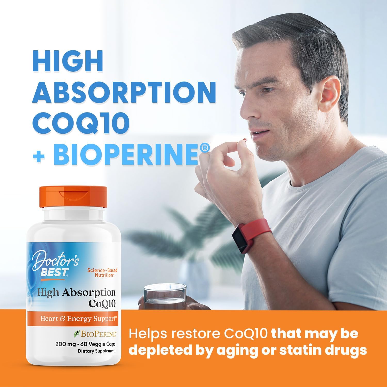 180 Veggie Caps of Doctor's Best High Absorption CoQ10 for Heart & Energy Support, USP Verified, Non-GMO, Gluten Free, Soy Free, Vegan Formula