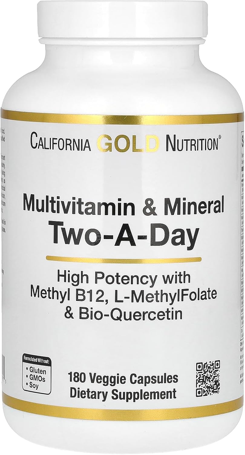 180 Veggie Capsules California Gold Nutrition Multivitamin and Mineral, Two-A-Day Formula