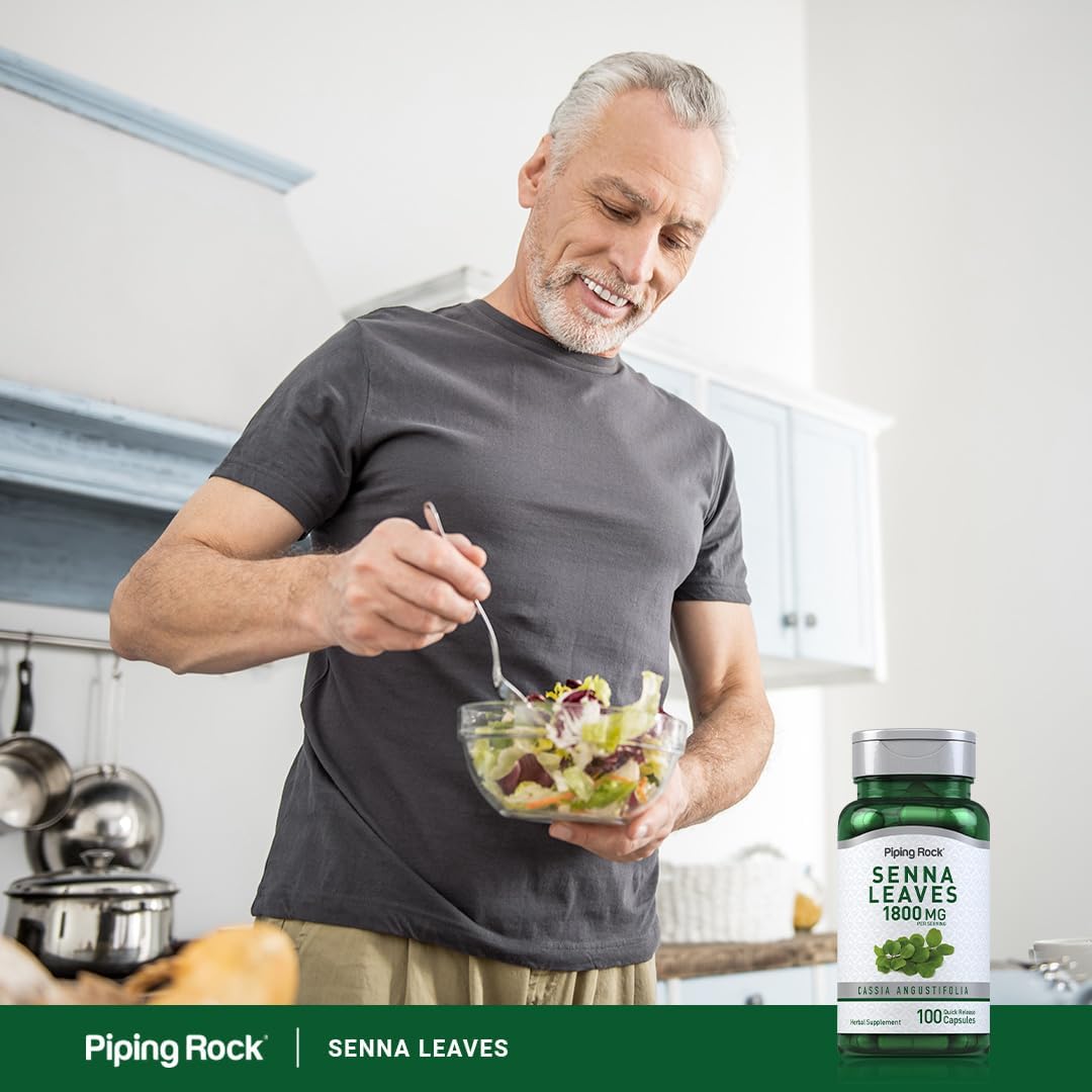 1800 mg Senna Leaves Capsules - 100 Count | Non-GMO and Gluten Free Supplement by Piping Rock
