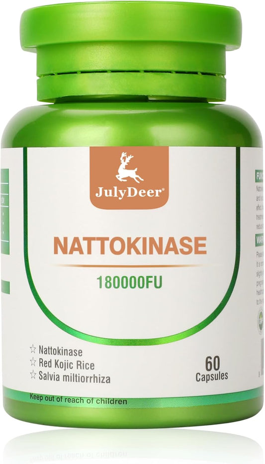 180,000FU Nattokinase Supplement - 60 Capsules for Cardiovascular Support - Vegetarian Friendly